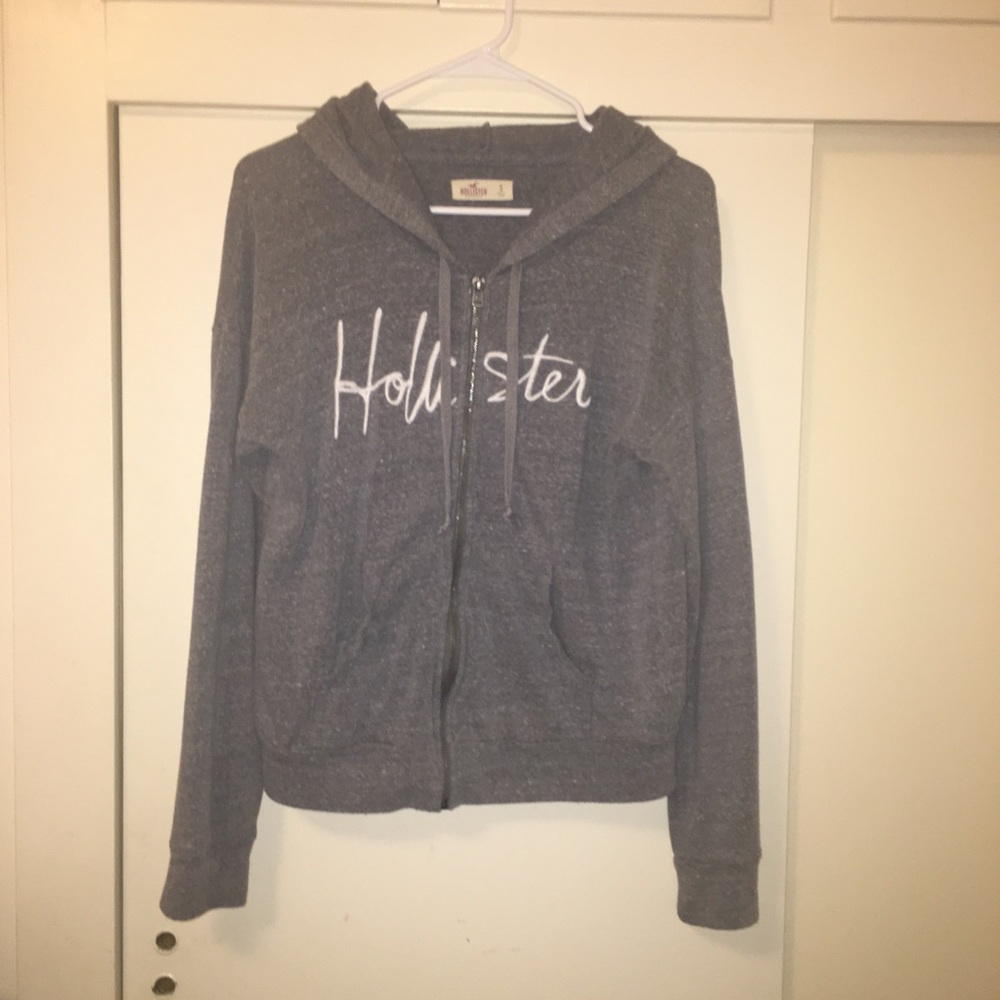 HOLLISTER CHARCOAL GREY ZIP HOODIE